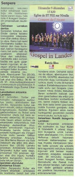 Article d'Herria - Concert de l'Avent Gospel in Landes